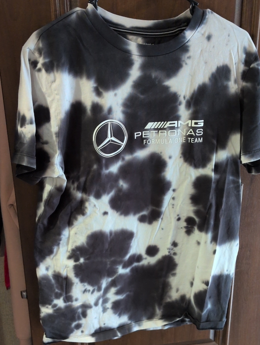 Mercedes AMG Petronas Formula 1-White & Gray Tie-Dye Short Sleeve Tee